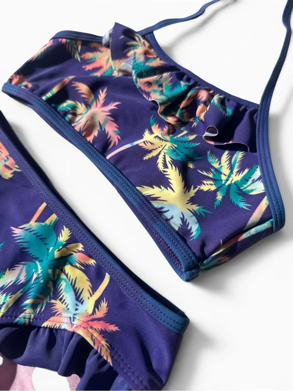 Appaman Kids Melissani Purple Palm-Print Two-Piece Swim Bikini Set - Size 6